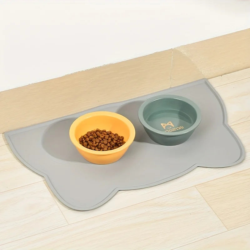 Tapis de Gamelles Tête de Chat