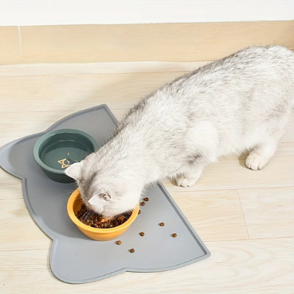 Tapis de Gamelles Tête de Chat