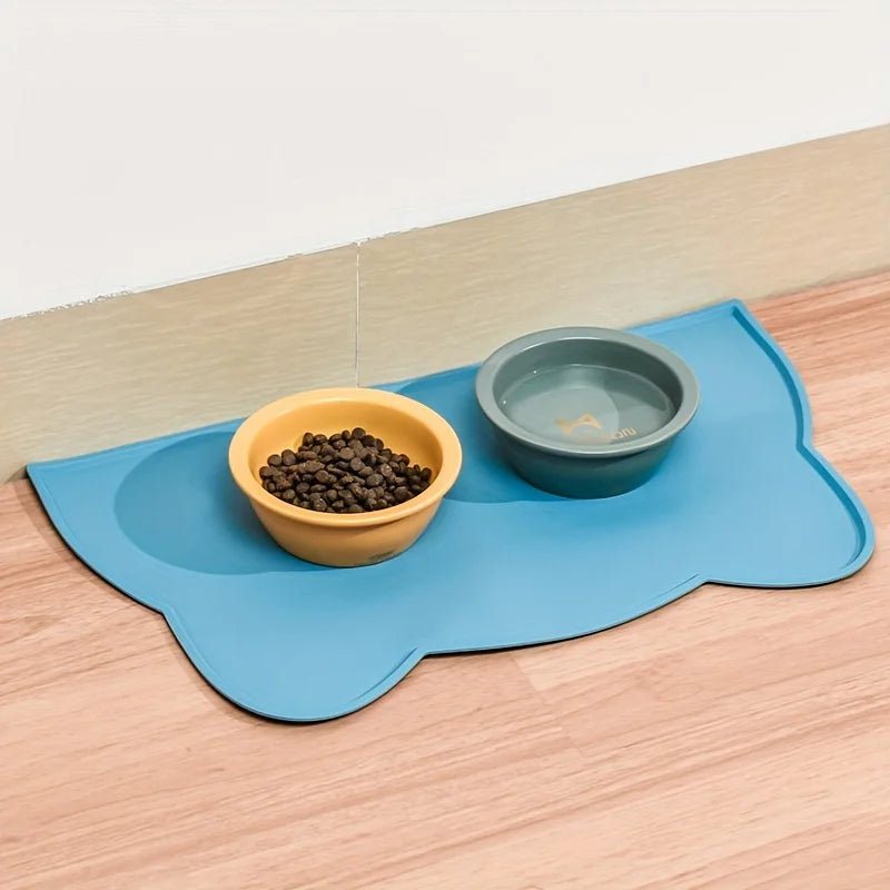 Tapis de Gamelles Tête de Chat
