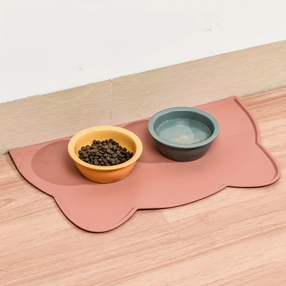 Tapis de Gamelles Tête de Chat